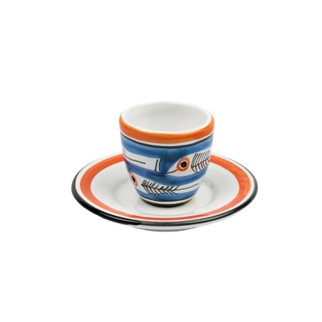 Ceramic Coffee Cup with Saucer Itaca desimone sicilian pottery TZZ56IT Ceramic Coffee Cup with Saucer Itaca desimone sicilian pottery TZZ56IT